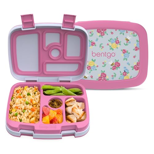 Bentgo Kids Prints Leak-Proof, 5-Compartment Bento-Style Kids Lunch Box - Ideal Portion Sizes for Ages 3-7, Durable, Drop-Proof, Dishwasher Safe, PFAS- & BPA-Free Materials (NEW Blooming Floral) - color: Blooming Floral