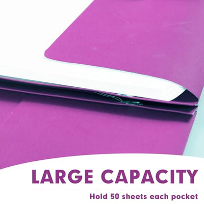 Two Pocket Folders, RAZCC 75 Pack Two Pocket Folders with Prongs, 3 Prong Folders Fit Letter Size Paper, Pocket File Folders for School Office Home Business, Rose Purple - color: Rose Purple