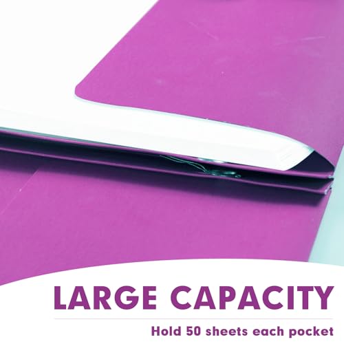 Two Pocket Folders, RAZCC 75 Pack Two Pocket Folders with Prongs, 3 Prong Folders Fit Letter Size Paper, Pocket File Folders for School Office Home Business, Rose Purple - color: Rose Purple