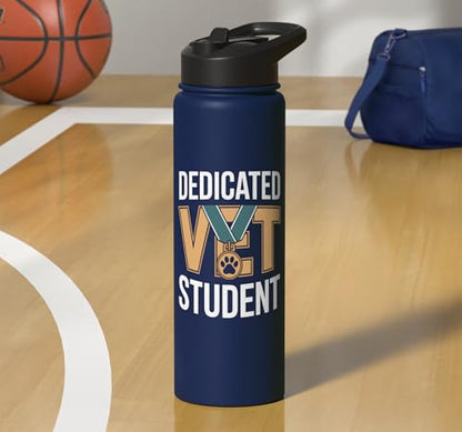 Dedicated Vet Student Veterinary School Stainless Steel Insulated Water Bottle - color: Navy Blue