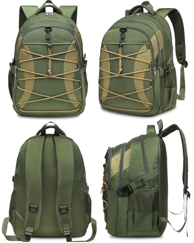 BLUEFAIRY Middle High School Backpack for Boys Girls Large Bookbag with Laptop Compartment Back to School Book Bags for Teens Teenagers Mochilas Escolares para Niños Niñas (Olive Green/Khaki, Solid) - color: Olive Green/Khaki