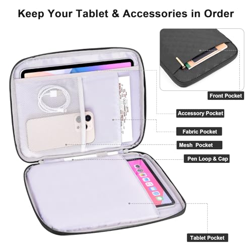 Tablet Sleeve Pouch for 9-11 Inch Tablets, Padded Case Bag for iPad Pro 11-in (M4), iPad 10.9 (10th Gen), iPad Air 11-in (M2), Galaxy Tab S9/S8, Portable Cover with Front Pocket (Black)