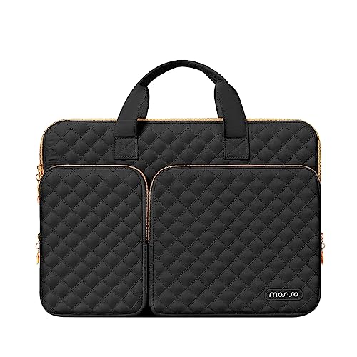 MOSISO 360 Protective Laptop Case 14 inch, 14 inch Laptop Sleeve Compatible with HP Lenovo Dell ASUS Acer, HP Stream, Dell Latitude, Square Quilted Bag Cover with 2 Pockets&Handle&Belt, Black - color: Black, size: 14 inch