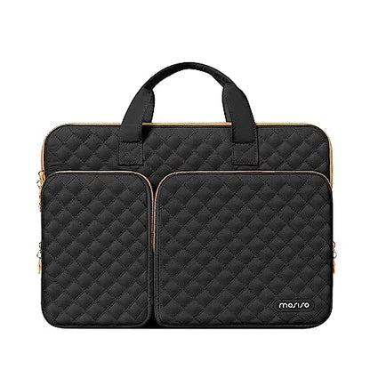 MOSISO 360 Protective Laptop Case 14 inch, 14 inch Laptop Sleeve Compatible with HP Lenovo Dell ASUS Acer, HP Stream, Dell Latitude, Square Quilted Bag Cover with 2 Pockets&Handle&Belt, Black - color: Black, size: 14 inch
