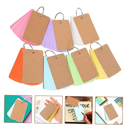 GANAZONO 7Sets Flash Cards DIY Blank Study Cards with Binder Rings for Writing Note Taking Vocabulary and Creative Ideas Portable Note Pads for Students and Travelers