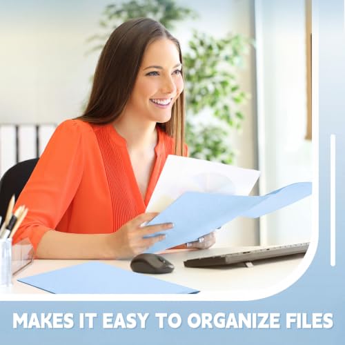 Henoyso 36 Pack Light Blue Plastic Folders with Clear Front Pockets Heavy Duty File Folders with 2 Pockets and Card Slot for Student Communication School Office Presentation Report - color: Light Blue