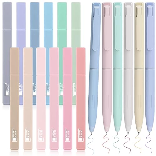 DazSpirit 12 Pastel No Bleed Bible Highlighters & 6 Color Pens Set | Quick-Dry Cute Aesthetic Markers in Assorted Colors for Bible Study, Journaling, Office and School Supplies - color: Highlighters + Color Pens