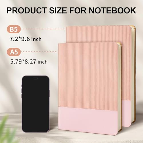 Lined Journal Notebook for Work College Ruled Note Book 5.79"x8.27" A5 PU Leather Daily Journaling 216 Pages for Women Men Writing Home School Supplies Business (Pink) - color: 05-Pink-1pack, style: A5 Lined 216pages