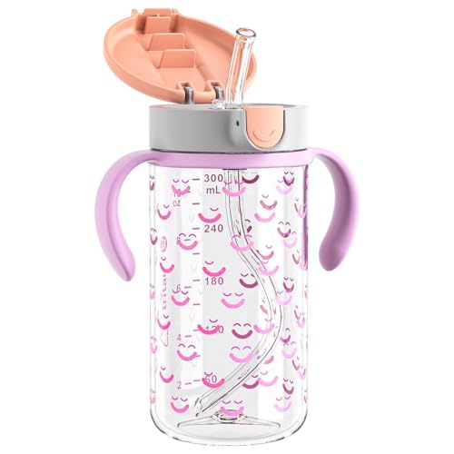 Evorie Tritan Spill Proof Straw Sippy Cups for Toddlers 1–3 Years, 10 Oz | BPA & BPS-Free, Toddler water bottle, Easy grip handles, Dishwasher safe, Durable Tritan, Easy to clean, Evorie Smiles - color: Evorie Smiles