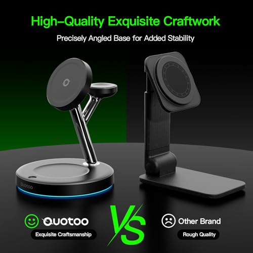 【Adjustable Blue Ambient Light】 Wireless Charger 3 in 1 for iPhone, Magnetic Charging Station for Apple Family,15W Fast MagSafe Charger Stand,for iPhone17-12-iWatch AirPods Series