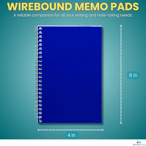 1InTheOffice Small Spiral Notebook 4x6, Spiral Memo Pads, College Ruled, Small Notepads 4X6 inches, Assorted Colors, 50Sheets/Pad, 15 Pack