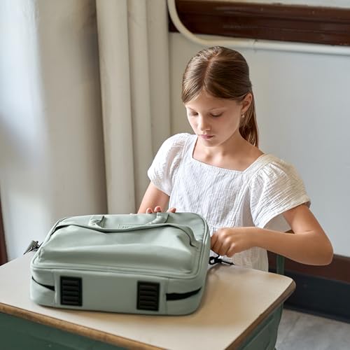 Sturdy 3 Ring Zipper Binder with Strap - 2" Binder with Pockets Holds 500 Sheets, Laptop & More - Durable & Easy to Carry - color: Sage