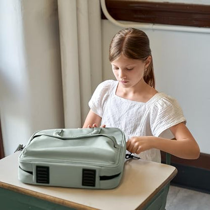 Sturdy 3 Ring Zipper Binder with Strap - 2" Binder with Pockets Holds 500 Sheets, Laptop & More - Durable & Easy to Carry - color: Sage