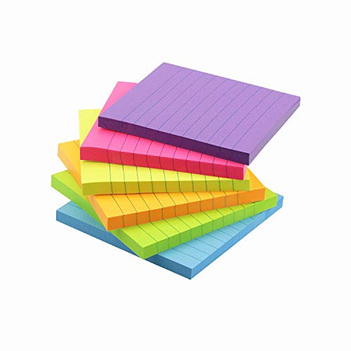 Early Buy Lined Sticky Notes 4x4 in, 6 Bright Colors, 6 Pads, 60 Sheets/Pad | self-stick repositionable design, great for lists, memos, and daily organization - color: 4x4 in