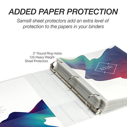 Samsill 2 Inch 3 Ring Binder, Economy Round Ring, Clear View Cover, 425 Sheet Capacity - for School, Home, Office - Pearl White - color: White, size: 1-Pack, style: 2-Inch