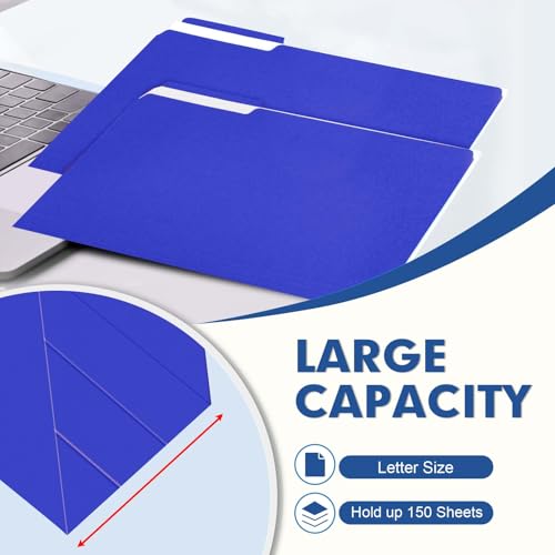 File Folder, PANDRI 120 Pack File Folder, 1/3 Cut Tab, Letter Size, Filing Folder for Office School Business, Royal Blue - color: Royal Blue