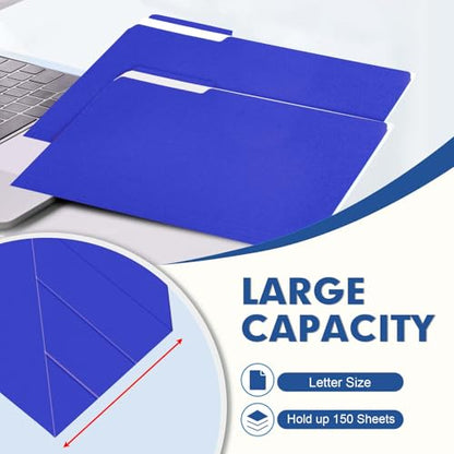 File Folder, PANDRI 120 Pack File Folder, 1/3 Cut Tab, Letter Size, Filing Folder for Office School Business, Royal Blue - color: Royal Blue