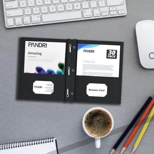 Two Pocket Folders, PANDRI 30 Pack Two Pocket Folders with Prongs, 3 Prong Folders Designed for Office and Classroom, Letter Size Black - color: Black