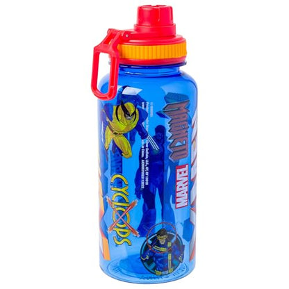 Silver Buffalo Marvel X-Men Jubilee Sentinels, Plastic Water Bottle, 32oz | Storm, Jean Grey, Rogue, Wolverine, Magneto, Cyclops, Beast, Twist Spout, Stickers, You Stick Yourself, Professor X - color: X-Men