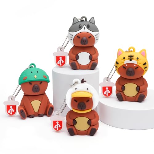 USB Stick 4Pcs 16GB Cute Flash Drive Capybara Animal Memory Stick Novelty Flash Drive Pendrive Thumb Drive Gift for Students and Children - color: Capybara 16GB*4