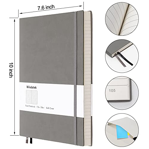 B5 College Ruled Notebooks - 2 Pack B5 Large Journal Notebooks with 376 Numbered Pages,100gsm Thick Lined Paper,Soft PU Leather Cover,7.6 X 10 inch(GRAY) - color: Gray