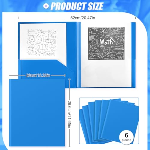 Colarr 6 Pcs Plastic Multi Pocket Folders Bulk Heavy Duty Folders, Paper Document Project Organizer for Back to School, School Supplies, Classroom, Office Home(4 Pockets,Blue) - color: Blue, style: 4 Pockets