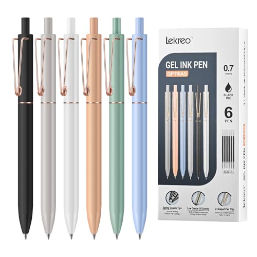 Gel Pens,0.7mm Quick Dry Black Ink Pens, Medium Fine Point Smooth Writing Pens, Cute Office School Supplies Gifts for Women, Pack of 6 (6)