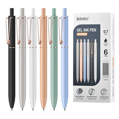 Gel Pens,0.7mm Quick Dry Black Ink Pens, Medium Fine Point Smooth Writing Pens, Cute Office School Supplies Gifts for Women, Pack of 6 (6)