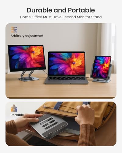 LOXP Metal Tablet Stand, 360 Rotating iPad Stand with Heavy-Duty Base, Tablet Holder Compatible with 4.0-16.9" Device, iPad Pro Air Mini, Kindle, Surface Tablet, Portable Monitors - Gray - color: Gray