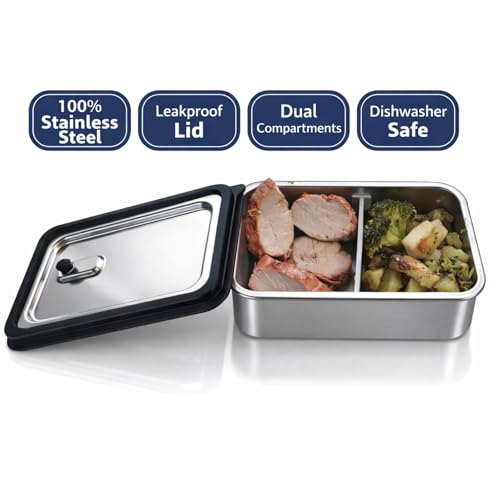 Modaniam 42 OZ Stainless Steel Bento Box, Stainless Steel Lunch Box Container For Adults, Lunch Containers, Salad Container - color: Silver: 42 OZ Lunch Box Set