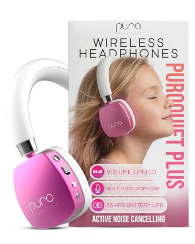 Puro Sound Labs Noise Cancelling Headphones for Kids - 85 dB Volume Limit, Built in Mic, 35-Hour Battery, Lightweight On Ear Design & Comfy Fit, Bluetooth Headphones for Kids – PuroQuiet Plus, Pink - color: Pink