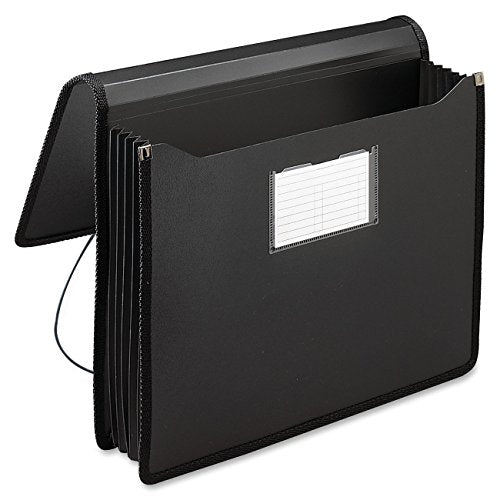 Smead Poly Wallet, Accordion File Organizer for File Folders, Letter Size, Black, 5-1/4 inch Expansion, Office Supplies, Document Organizer (71500) - size: Letter, style: Black