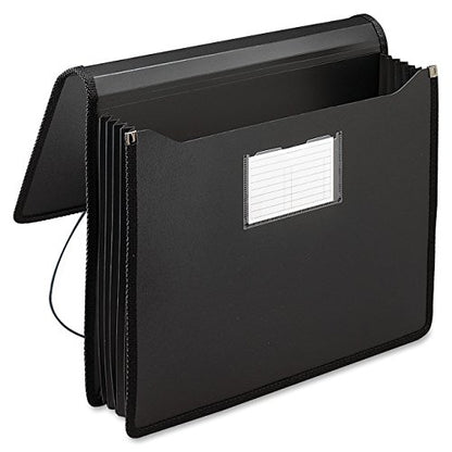 Smead Poly Wallet, Accordion File Organizer for File Folders, Letter Size, Black, 5-1/4 inch Expansion, Office Supplies, Document Organizer (71500) - size: Letter, style: Black