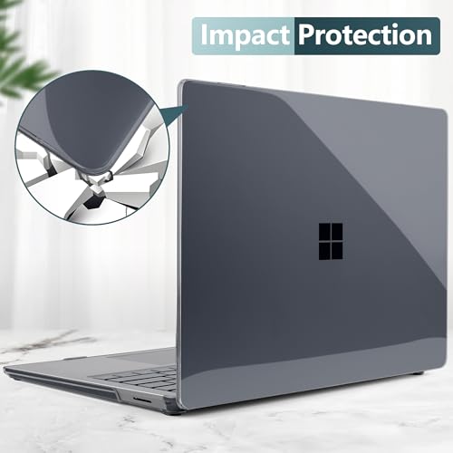 Batianda Premium Case for Surface Laptop 13.8 Inch 2024-2026, Crystal Black | Fits Surface Laptop 7th/8th for Business 1.2mm Lightweight Ultra-Slim Hard Shell with Keyboard Cover & Screen Protector - color: Crystal Black