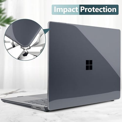 Batianda Premium Case for Surface Laptop 13.8 Inch 2024-2026, Crystal Black | Fits Surface Laptop 7th/8th for Business 1.2mm Lightweight Ultra-Slim Hard Shell with Keyboard Cover & Screen Protector - color: Crystal Black