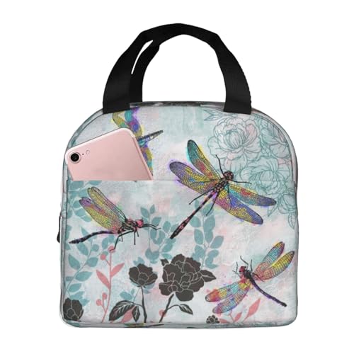 Dragonfly Lunch Bag Women Lunch Box for Women Mens Lunchbox for Work Office Picnic or Travel Cute Lunch Box Tote Bags for Gifts - color: 6