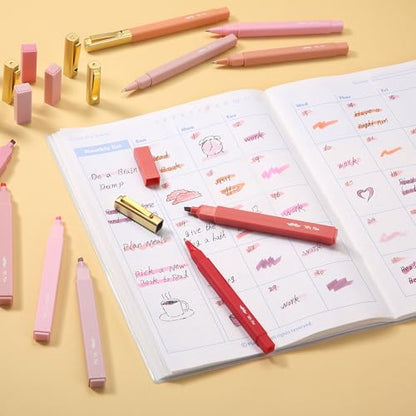 Mr. Pen- Aesthetic Highlighters and Ballpoint Pens No Bleed, 12 Pack | Shades of Pink, Bible Highlighters and Pens No Bleed, Fast Dry and No Smear for Bible Journaling, Planner, School Supplies - color: Shades of Pink, size: 12 Pack