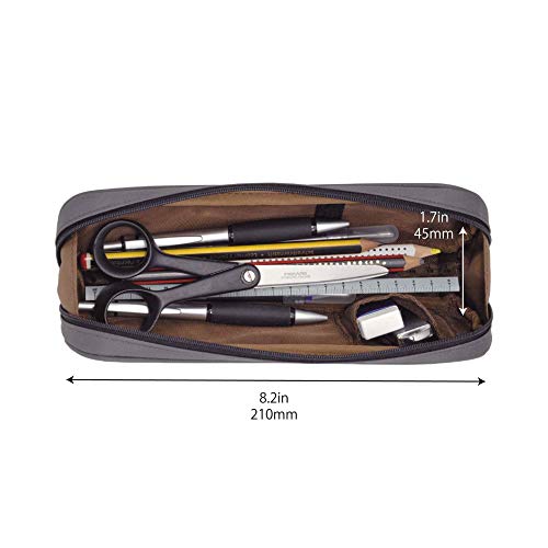 LIHIT LAB Large Capacity Zipper Long Pencil Case For School Office College, Big Capacity Pencil Bag Holder Adults Teen Boys Girls, Travel Cosmetics Storage, Jet Black (A7552-124) - color: Jet Black