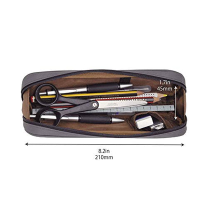 LIHIT LAB Large Capacity Zipper Long Pencil Case For School Office College, Big Capacity Pencil Bag Holder Adults Teen Boys Girls, Travel Cosmetics Storage, Jet Black (A7552-124) - color: Jet Black
