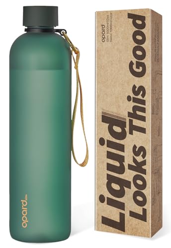 Opard Slim Water Bottle 32oz, Dishwasher Safe Plastic Water Bottle BPA-Free, Leakproof Screw Top, Forest Green, Reusable for Travel School Sport Gym Hiking - color: Forest Green(32oz), size: 32 Ounces