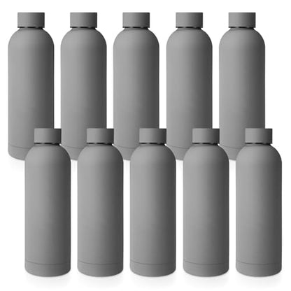 Bokon 10 Pcs Stainless Steel Water Bottle Bulk Teacher Employee Appreciation Gifts School Double Layer Vacuum 17 oz Small Mouth Sport Insulated Metal Reusable Flask Leakproof Lid - color: Dark Gray