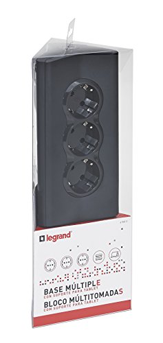 LEGRAND, 694811 3-Way Power Strip with Integrated Tablet / Mobile Phone / Smartphone Holder and 2-Port USB Charging Station for iPhone iPad Samsung Huawei On/Off Switch Extension Cable 1.5 m