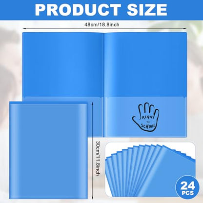 Henoyso 24 Pcs School to Home Folder with Pocket Plastic Heavy Duty Clipboard Folder with Clear Front Pocket Homework Take Home Folders for School Students Parent Teacher Communication(Blue) - color: Blue