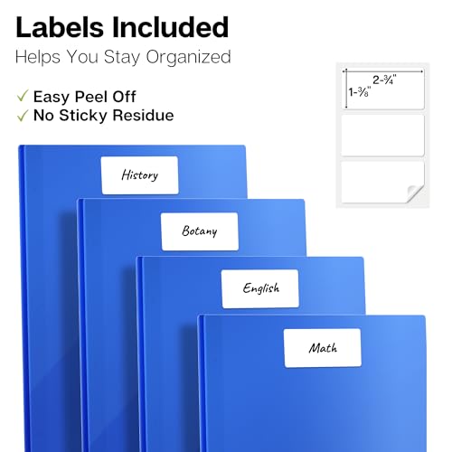 Dunwell Plastic Folders with 3 Prongs, (24 Pack, Blue), 2-Pocket Folders with Fasteners, Durable Acid-Free Poly for Long Term Use, Labels Included - color: Blue, size: 24 Pack
