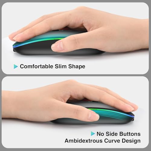 cimetech Wireless Mouse for Laptop, M01 Rechargeable Silent LED Computer USB Mice, [BT5.1 and 2.4G Receiver] Dual Mode Slim Sleek, Plug and Play for iPad Mac Chromebook Tablet PC Notebook - color: Black