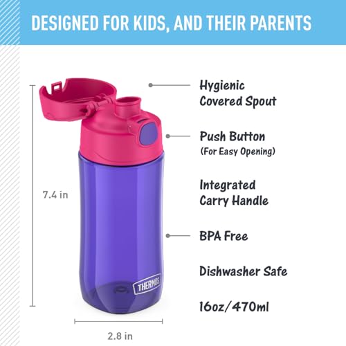 THERMOS FUNTAINER 16 Ounce Plastic Hydration Bottle with Spout, Purple - color: Purple
