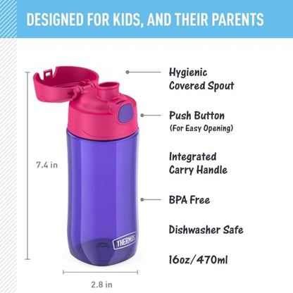 THERMOS FUNTAINER 16 Ounce Plastic Hydration Bottle with Spout, Purple - color: Purple
