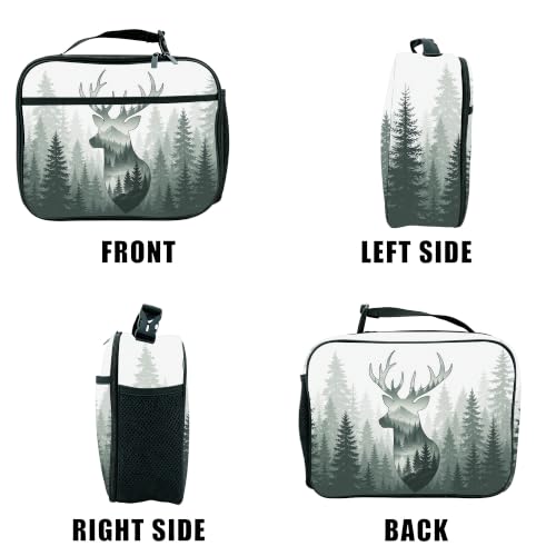 Camo Deer Lunch Bag Insulated Reusable Lunch Box Kids Girls Boys Cooler Thermal Tote Bag For Men Women School Work Picnic - color: Deer