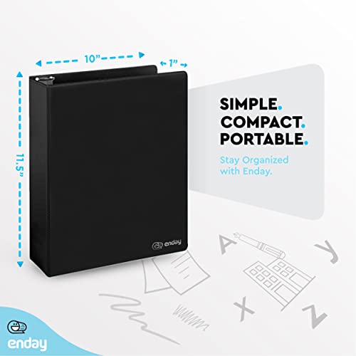 Enday 3 Ring Binder 1.5 Inch, Black Heavy Duty Three Ring Binder, 325 Sheets Capacity - 1.5 Inch Binder for Home School and Office - color: Black, size: 1.5-Inch