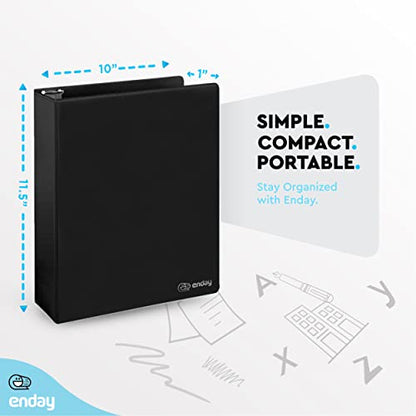 Enday 3 Ring Binder 1.5 Inch, Black Heavy Duty Three Ring Binder, 325 Sheets Capacity - 1.5 Inch Binder for Home School and Office - color: Black, size: 1.5-Inch